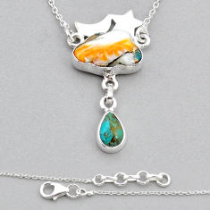 8.00cts cloud moon star spiny oyster arizona turquoise silver necklace u92444