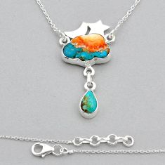 7.76cts cloud moon star spiny oyster arizona turquoise silver necklace u92446