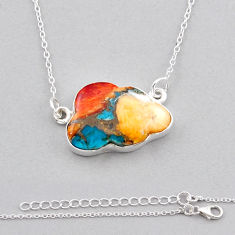 12.07cts cloud spiny oyster arizona turquoise 925 silver necklace jewelry y38508