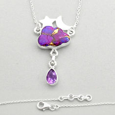 8.23cts cloud star moon copper turquoise amethyst silver necklace u84206