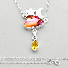 Cloud star moon spiny oyster arizona turquoise citrine silver necklace u84212