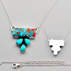 18.28cts coral matrix turquoise  turquoise 925 silver necklace c34175