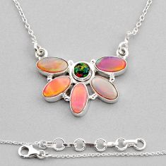 4.78cts dichroic glass volcano aurora opal 925 silver necklace jewelry y82218