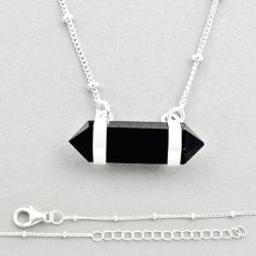 7.77cts double pointer natural black onyx 925 sterling silver necklace u26575