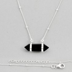 9.19cts double pointer natural black onyx 925 sterling silver necklace y61493