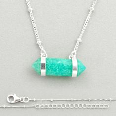 8.70cts double pointer natural green peruvian amazonite silver necklace u26506