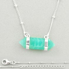 8.49cts double pointer natural green peruvian amazonite silver necklace u26518