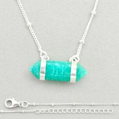 8.63cts double pointer natural peruvian amazonite fancy silver necklace u26514