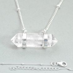 7.70cts double pointer natural white crystal 925 silver chain necklace u83230