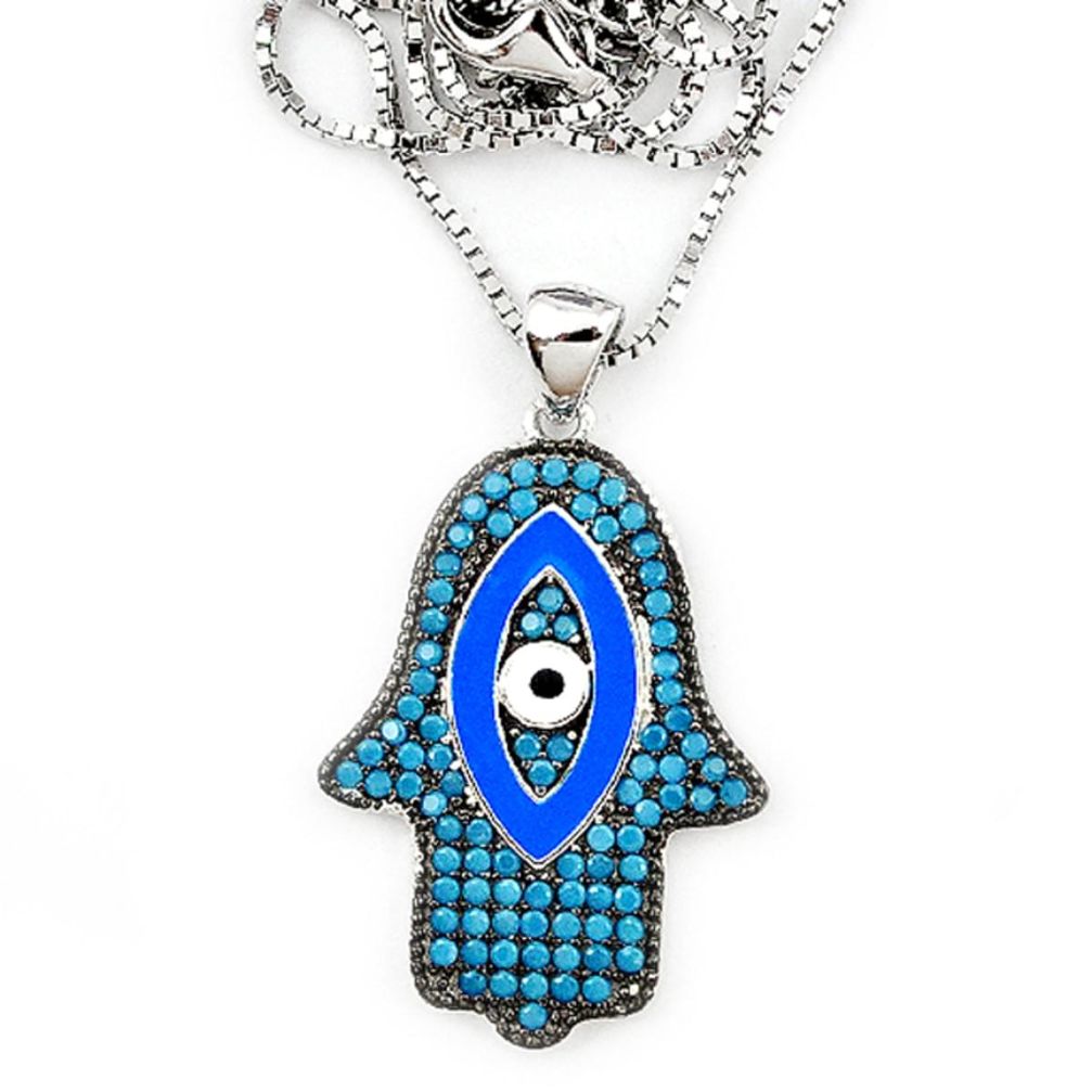 Evil eye talismans turquoise 925 silver hand of god hamsa necklace a66185 c24974