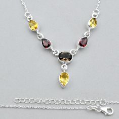 8.65cts faceted brown smoky topaz garnet citrine 925 silver necklace y17080