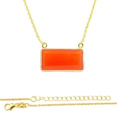5.37cts faceted natural cornelian (carnelian) 925 silver gold polished necklace u55962