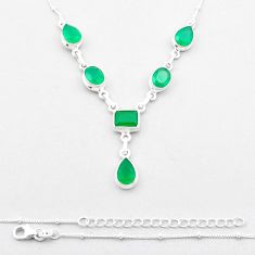 18.03cts faceted natural green chalcedony 925 sterling silver necklace u38276