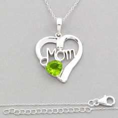 2.68cts faceted natural green peridot 925 silver mom heart necklace y20092