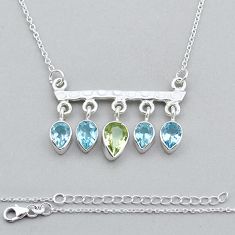 8.44cts faceted natural lemon topaz blue topaz sterling silver necklace y17053
