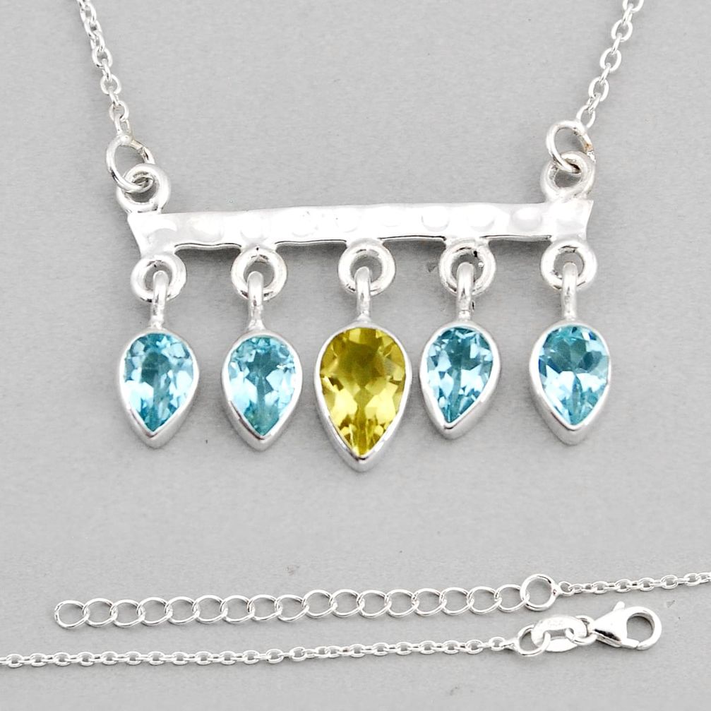 8.46cts faceted natural lemon topaz topaz 925 sterling silver necklace y53968