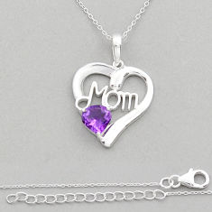2.54cts faceted natural purple amethyst 925 silver mom heart necklace y20086