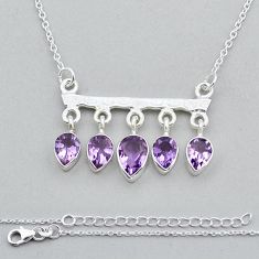 7.72cts faceted natural purple amethyst pear 925 sterling silver necklace y17048