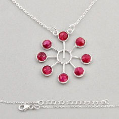 5.31cts faceted natural red ruby round sterling silver necklace jewelry n8448