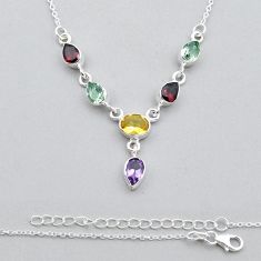 8.61cts faceted natural yellow citrine amethyst garnet silver necklace y17079