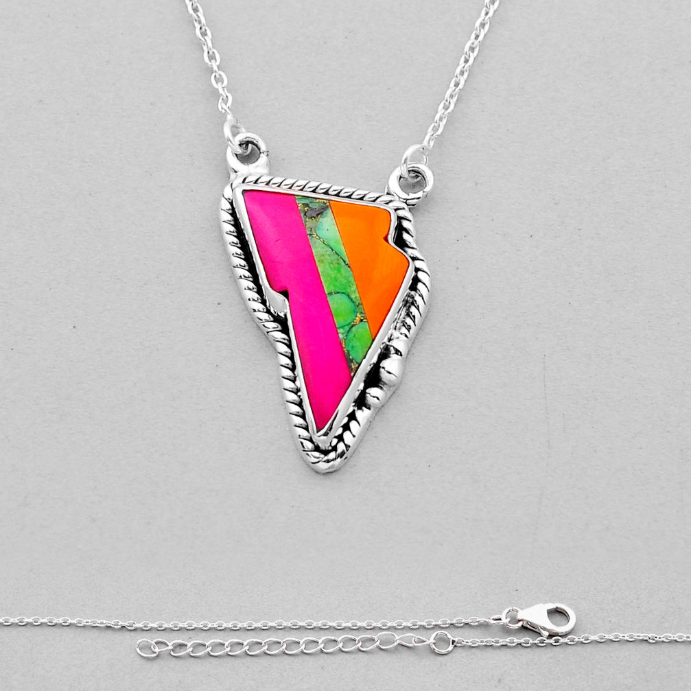 Fancy silver 13.65cts hot opal green arizona mohave turquoise necklace n53308