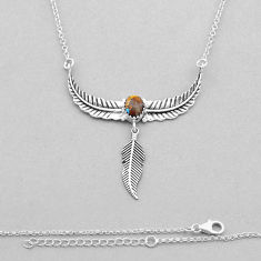 1.90cts feather matrix royston turquoise back closed 925 silver necklace n53259