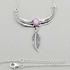 2.11cts feather natural pink opal 925 sterling silver necklace jewelry y44838