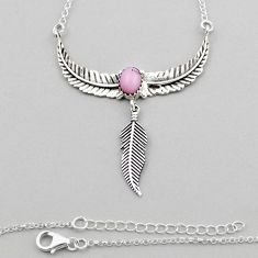 2.11cts feather natural pink opal oval sterling silver necklace jewelry y44840