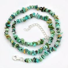 32.28cts fine green turquoise 925 sterling silver beads necklace jewelry u65103