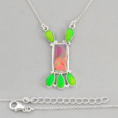 14.80cts fine volcano aurora opal 925 sterling silver necklace jewelry y80222