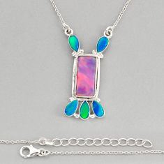 8.89cts fine volcano aurora opal 925 sterling silver necklace jewelry y80242
