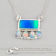 8.10cts fine volcano aurora opal 925 sterling silver necklace jewelry y80247