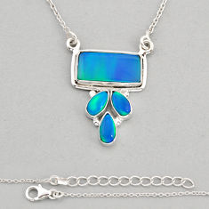 7.85cts fine volcano aurora opal 925 sterling silver necklace jewelry y80276