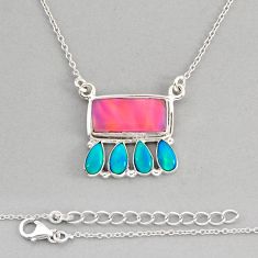 6.14cts fine volcano aurora opal australian opal (lab) silver necklace y80237