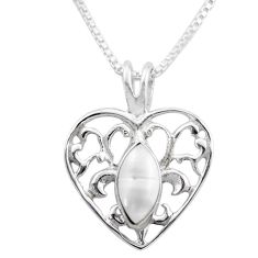 2.01cts fleur-de-lis natural white pearl silver 18 inch chain necklace t89451