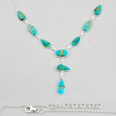 37.74cts green arizona mohave turquoise oval 925 sterling silver necklace y72116
