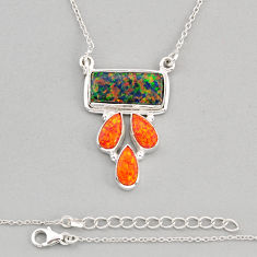 8.68cts green australian opal orange australian opal 925 silver necklace y80253