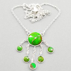 10.02cts green copper turquoise 925 sterling silver necklace jewelry t59988