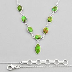 19.84cts green copper turquoise 925 sterling silver necklace jewelry y57834