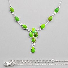 20.94cts green copper turquoise 925 sterling silver necklace jewelry y87047