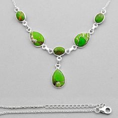 16.49cts green copper turquoise 925 sterling silver necklace jewelry y88197