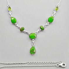 25.25cts green copper turquoise peridot 925 sterling silver necklace y88196