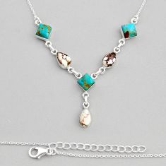 11.14cts green kingman turquoise wild horse magnesite 925 silver necklace y81950