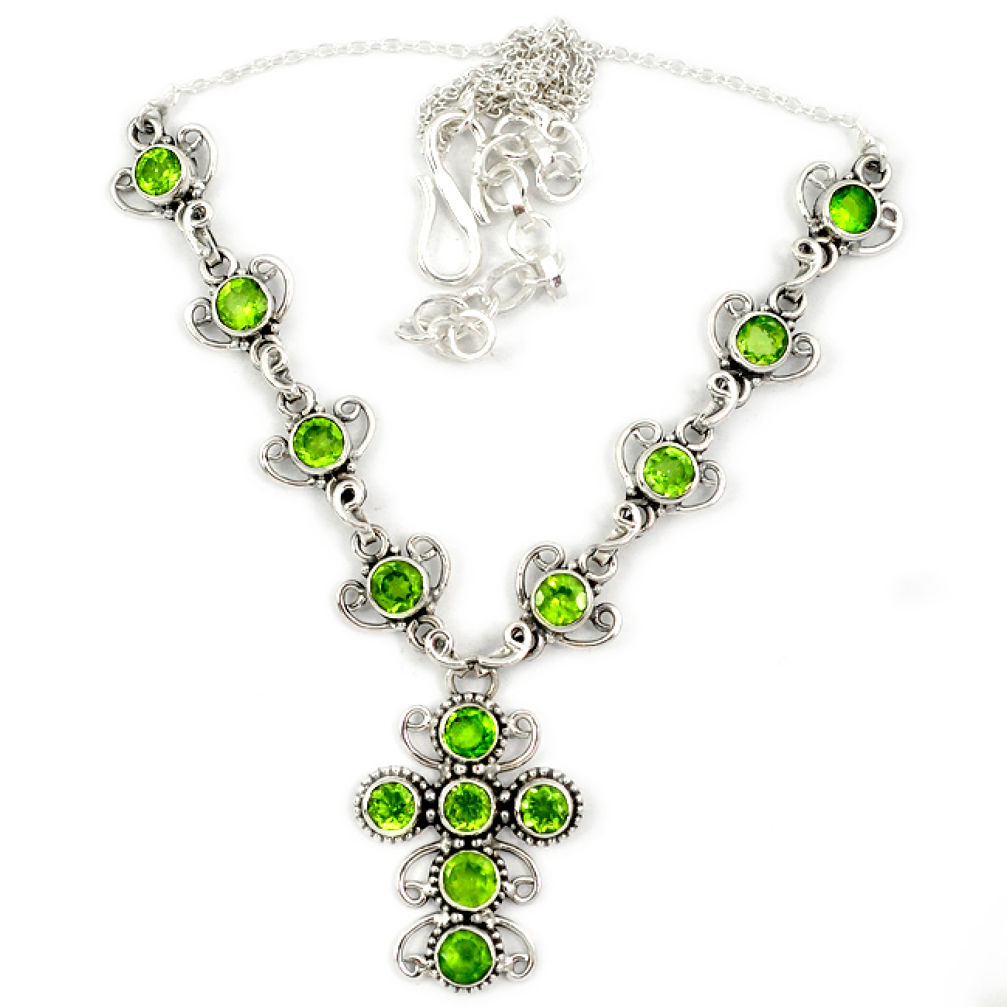 Green peridot quartz 925 sterling silver holy cross necklace jewelry j11967