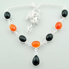 33.29cts halloween natural black onyx cornelian 925 silver necklace t57611