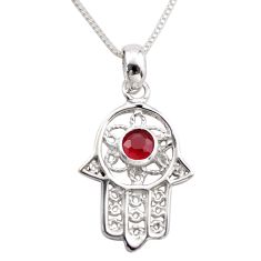 0.33cts hand of god hamsa natural onyx 925 silver 18 inch chain necklace t89311