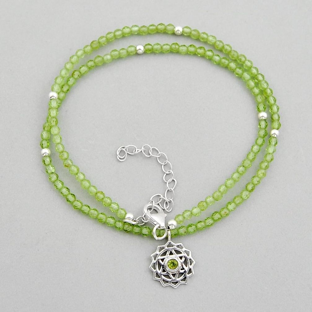 20.51cts heart chakra natural green peridot beads silver necklace jewelry y25707
