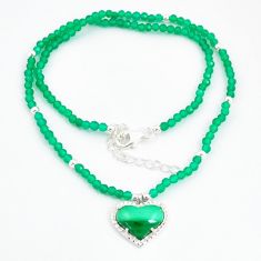26.20cts heart green malachite crystal 925 silver beads necklace jewelry u30022