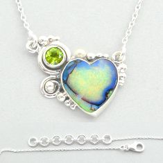 6.01cts heart multi color sterling opal peridot 925 silver gold necklace u57363