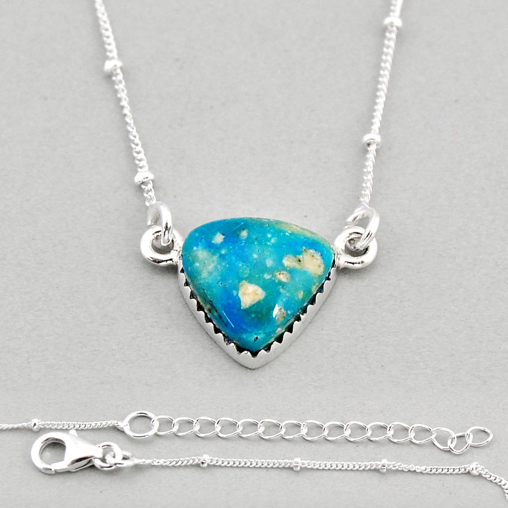 7.31cts heart natural blue opaline 925 sterling silver necklace jewelry y71764